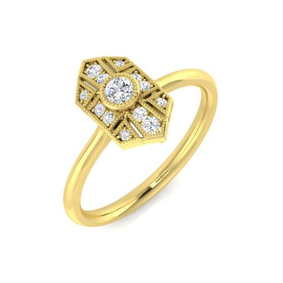 0.19ct VS/E-F Round cut Natural Diamond Cluster Ring in 18k Yellow Gold