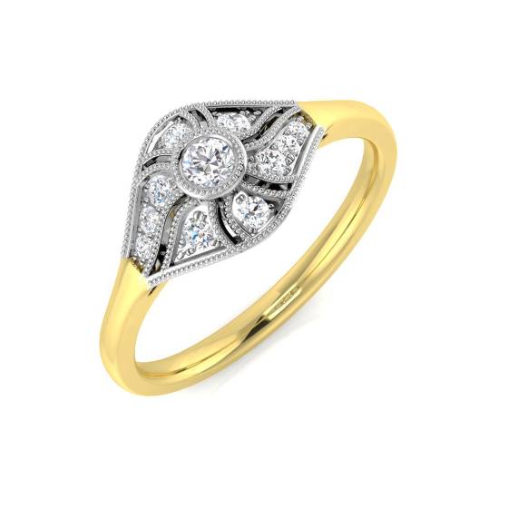 0.18ct VS/F-G Natural Round Cut Diamond Cluster Ring in 18k Yellow Gold