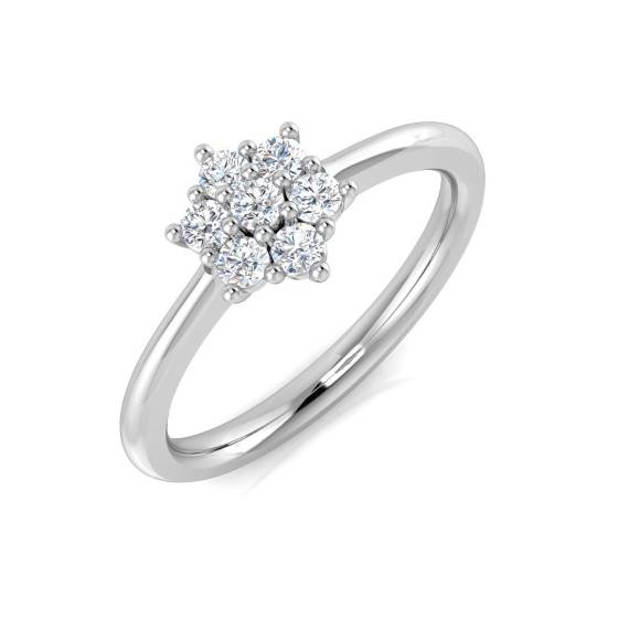0.24ct VS/F-G Round cut Natural Diamond Cluster Ring in 18k White Gold