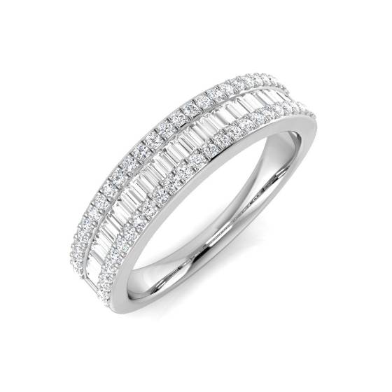 0.55ct VS/F-G Round cut Natural Diamond Half Eternity Ring in 18k White Gold