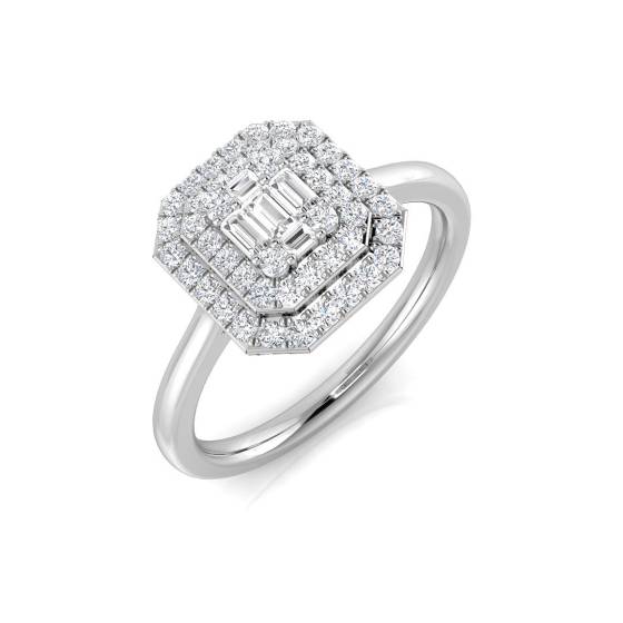 0.36ct VS/F-G Round cut Natural Diamond Cluster Ring in 9k White Gold