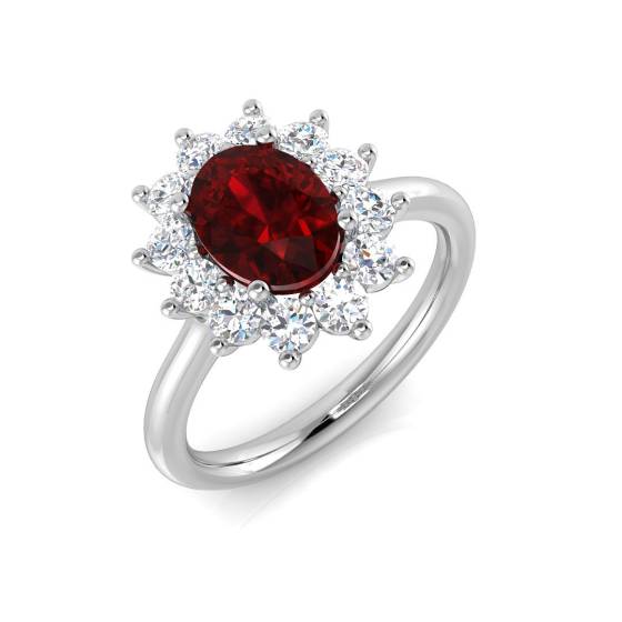 2.30ct Oval cut Ruby Gemstone Ring in 18k White Gold