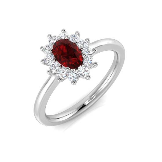 0.81ct VS/F-G Oval cut Ruby Gemstone Ring in Platinum