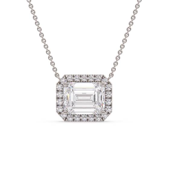 Round and Baguette Diamond Necklace