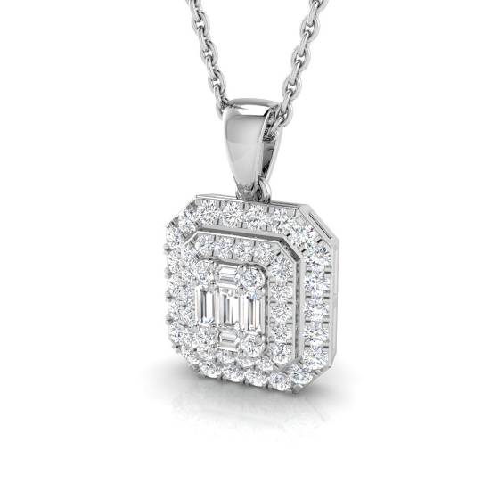 0.36ct VS/F-G Round cut Natural Diamond Designer Pendant in 9k White Gold