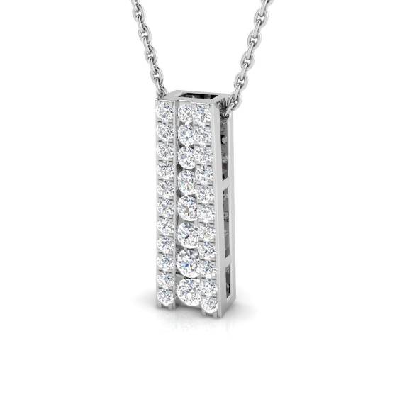 0.39ct VS/E-F Round cut Natural Diamond Drop Pendant in 18k White Gold