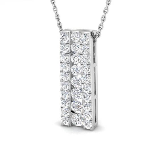 0.68ct VS/F-G Round cut Natural Diamond Designer Drop Pendant in 18k White Gold