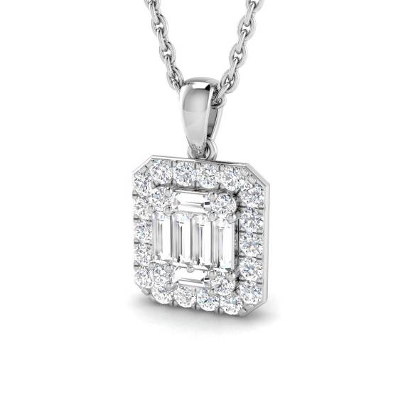 0.34ct VS/F Round cut Natural Diamond Designer Pendant in 9k White Gold