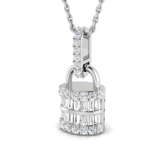 0.34ct VS/F Round cut Natural Diamond Designer Pendant in 9k White Gold