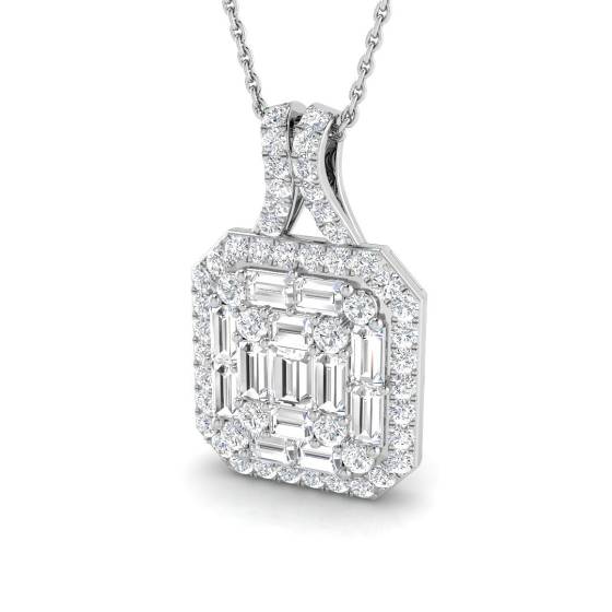 1.80ct VS/F-G Round cut Natural Diamond Designer Pendant in 9k White Gold