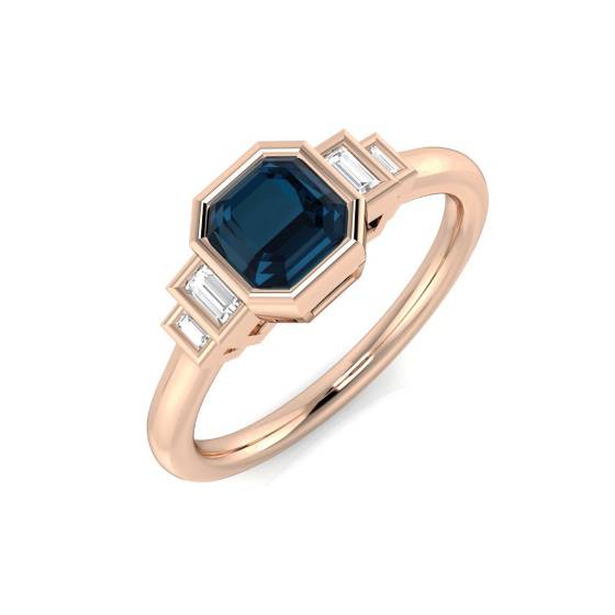 Cushion Cut Blue Topaz Gemstone Bezel Set Ring