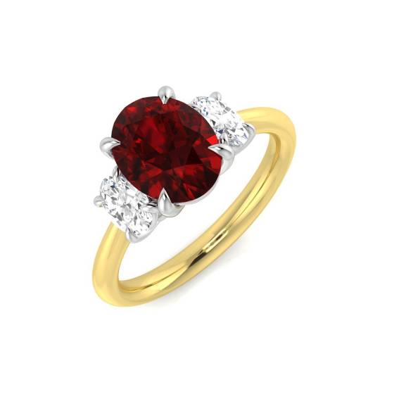 2.39ct VS/F-G Oval cut Ruby Gemstone Ring in 18k Yellow Gold