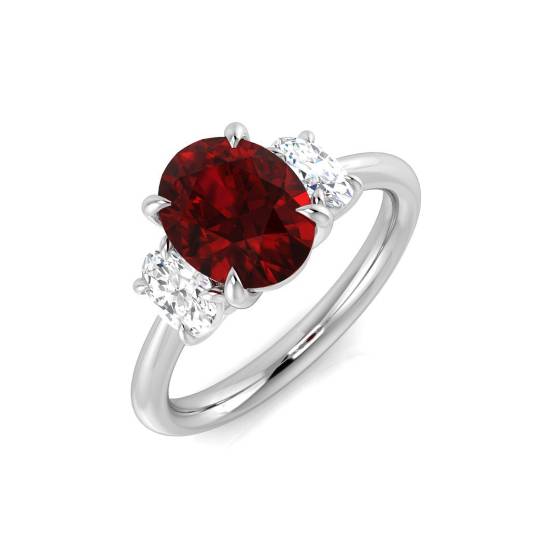 2.33ct Oval cut Ruby Gemstone Ring in 18k White Gold