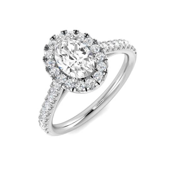 1.14ct SI1/ Natural Oval Cut Diamond Halo Engagement Ring in Platinum