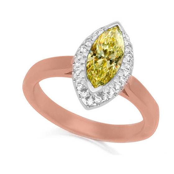 Fancy Marquise Diamond Single Halo Shoulder Set Ring