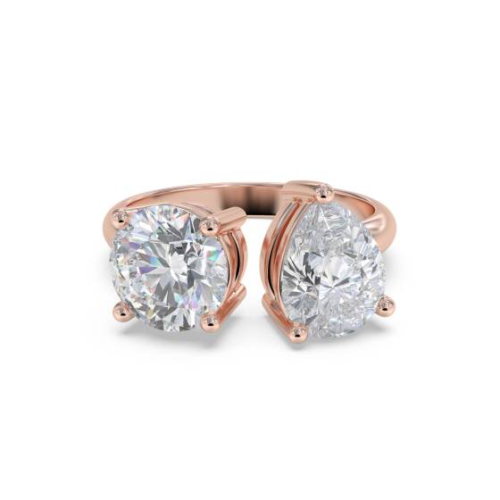 Round and Pear Two Stone Diamond Ring