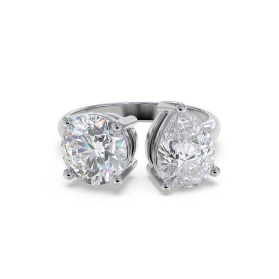 Round and Pear Two Stone Diamond Ring