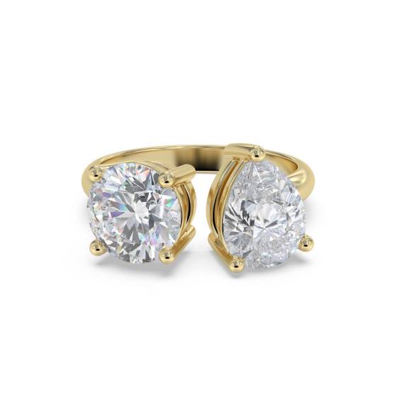 Round and Pear Two Stone Diamond Ring