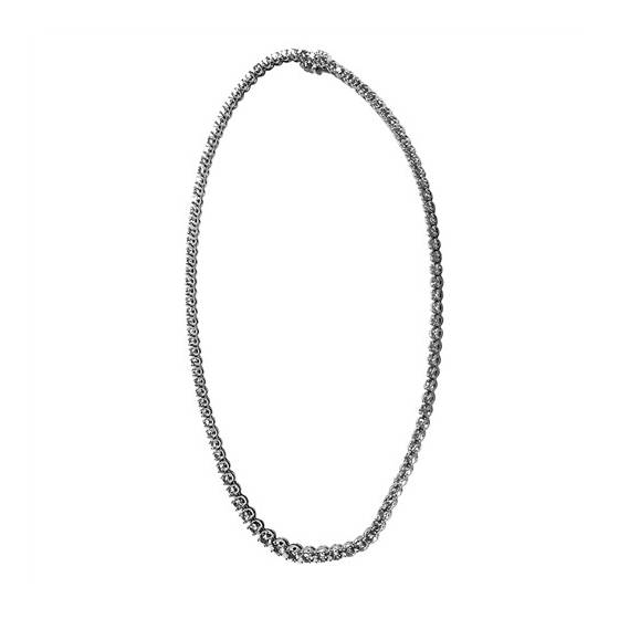 6.61ct VS/G-H Natural Round Cut Diamond Tennis Necklace in 9k White Gold