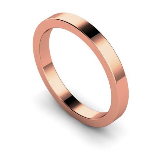 DHWAL25 Flat Wedding Ring - 2.5mm width, Medium depth