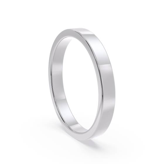 DHWAL25 Flat Wedding Ring - 2.5mm width, Medium depth