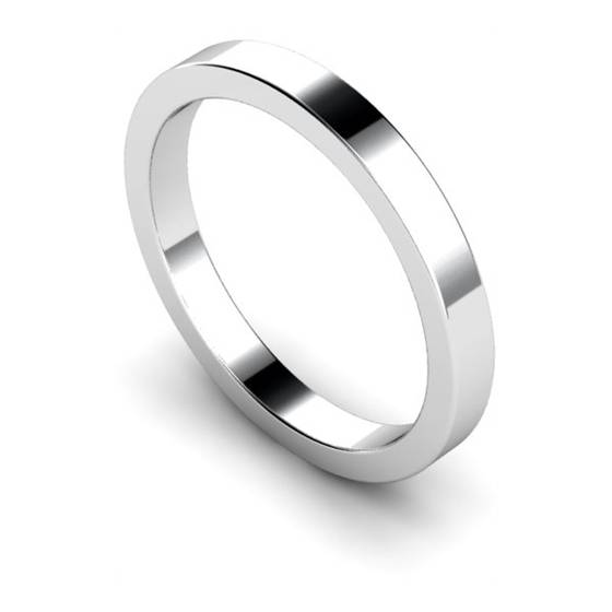 DHWAL25 Flat Wedding Ring - 2.5mm width, Medium depth
