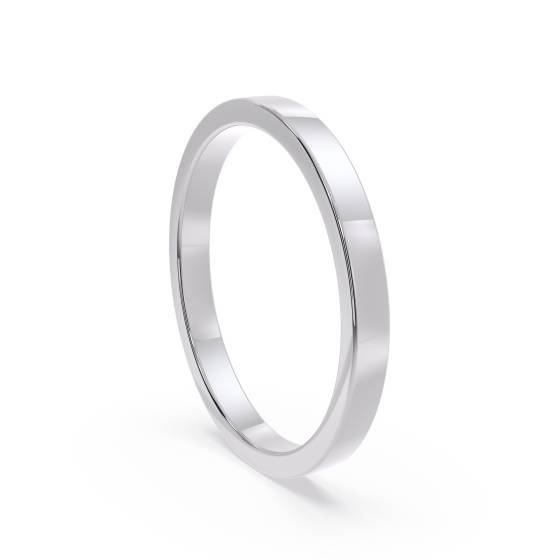 DHWAL2 Flat Wedding Ring - 2mm width, Medium depth