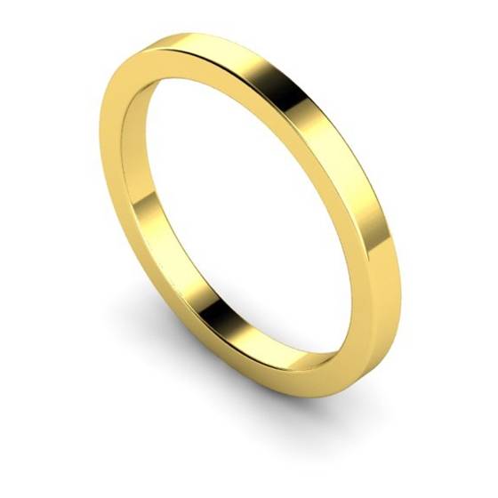 DHWAL2 Flat Wedding Ring - 2mm width, Medium depth