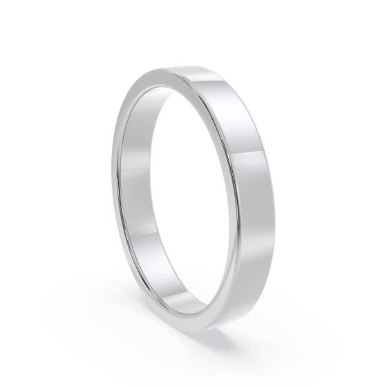 DHWAL3 Flat Wedding Ring - 3mm width, Medium depth
