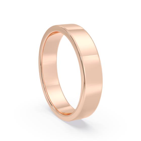 DHWAL4 Flat Wedding Ring - 4mm width, Medium depth