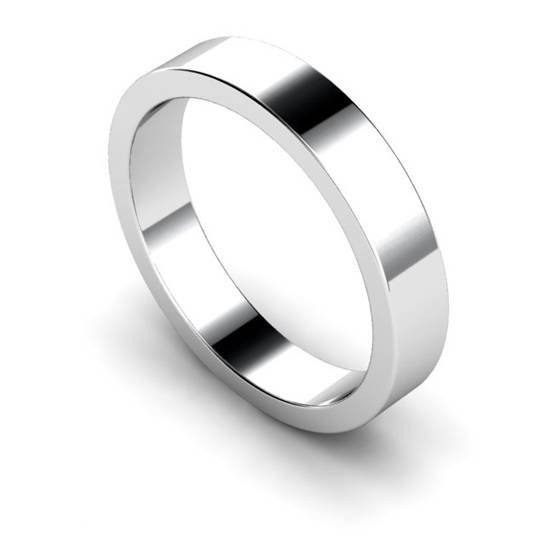 DHWAL4 Flat Wedding Ring - 4mm width, Medium depth