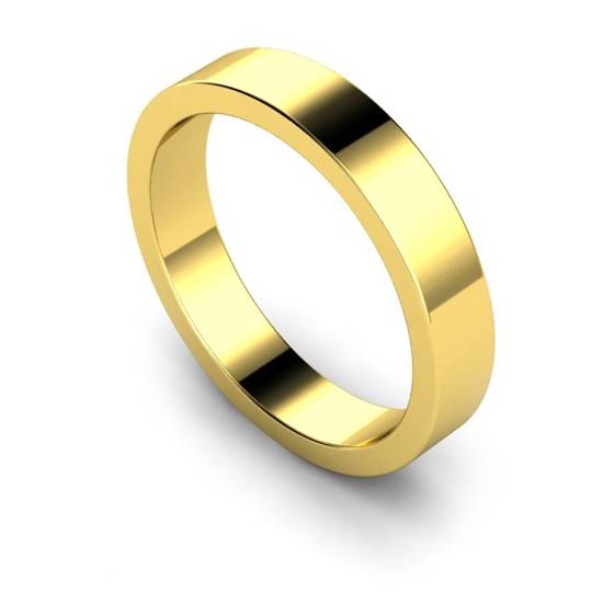 DHWAL4 Flat Wedding Ring - 4mm width, Medium depth
