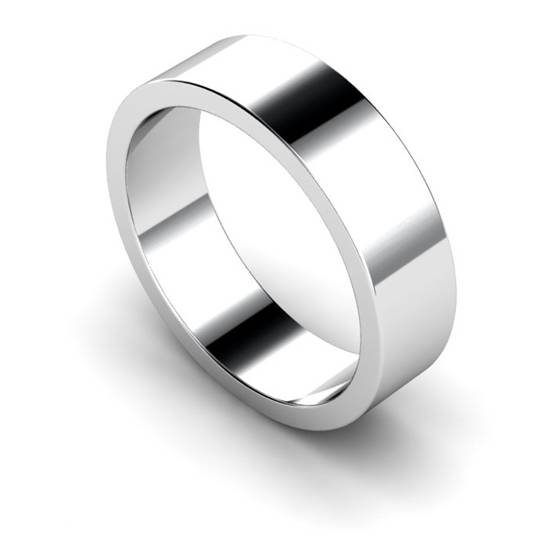 DHWAL6 Flat Wedding Ring - 6mm width, Medium depth