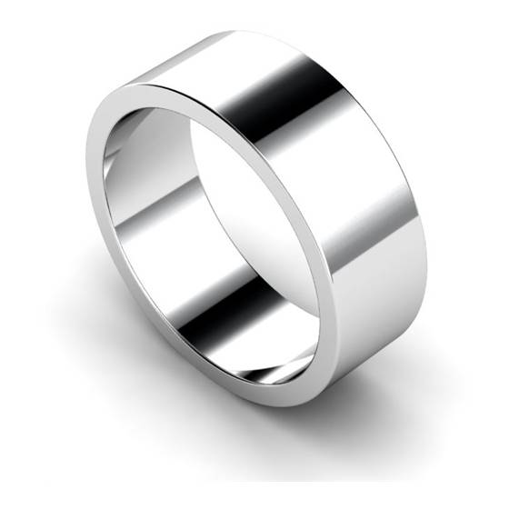 DHWAL8 Flat Wedding Ring - 8mm width, Medium depth
