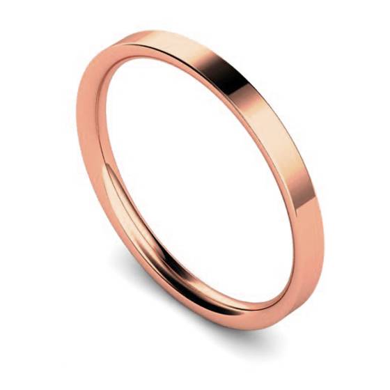 DHWCL2 Flat Court Wedding Ring - 2mm width, Thin depth
