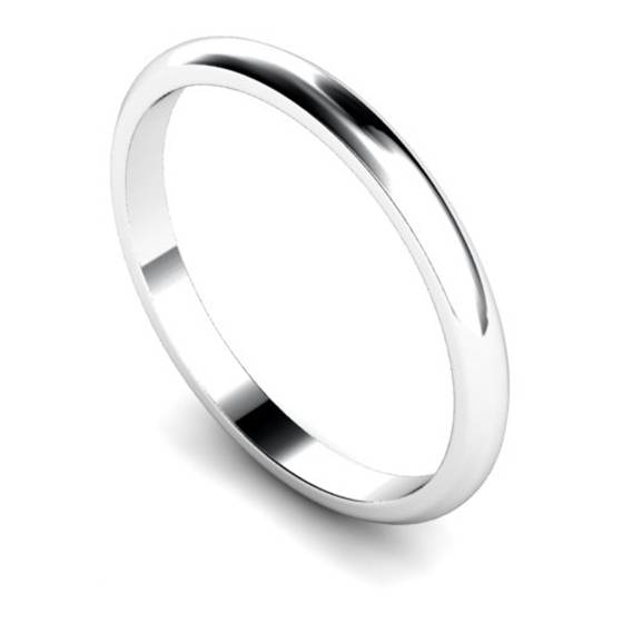 DHWDL2 D Shape Wedding Ring - Lightweight, 2mm width