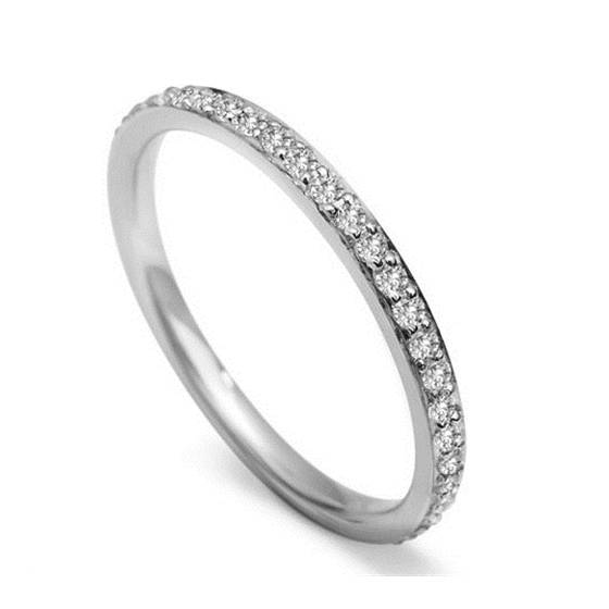 0.60ct VVS/D-E 2.5mm Natural Round Diamond Full Set Wedding Ring in 18k White Gold