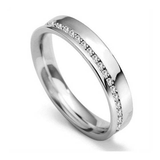0.40ct VVS/F 4mm Full Natural Diamond Offset Wedding Ring in Platinum