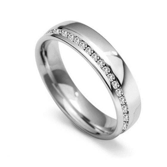 0.45ct VS/F-G Natural Round Diamond Wedding Ring in 18k White Gold