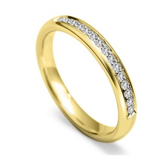 0.14ct VS/F-G 3mm Natural Round Diamond 40% Wedding Ring in 18k Yellow Gold