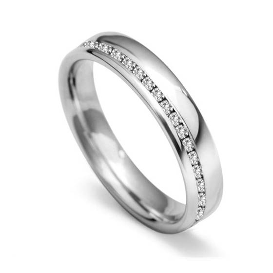 0.50ct VS/F-G 4mm Offset 40% Natural Round Diamond Wedding Band in 18k White Gold