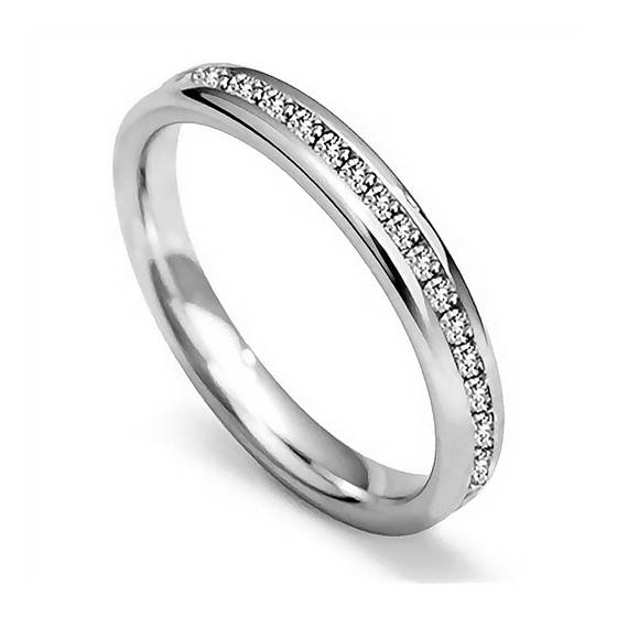 0.20ct VS/E-F 3mm Natural Round Diamond 40% Wedding Ring in Platinum