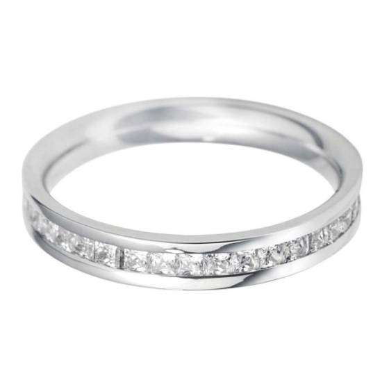 0.43ct VS/G Natural Princess Diamond Set Wedding Band in Platinum
