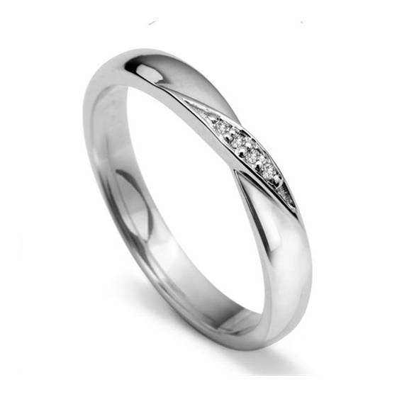 3mm Round Diamond Set Shaped Wedding Ring