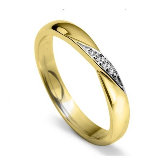 3mm Round Diamond Set Shaped Wedding Ring