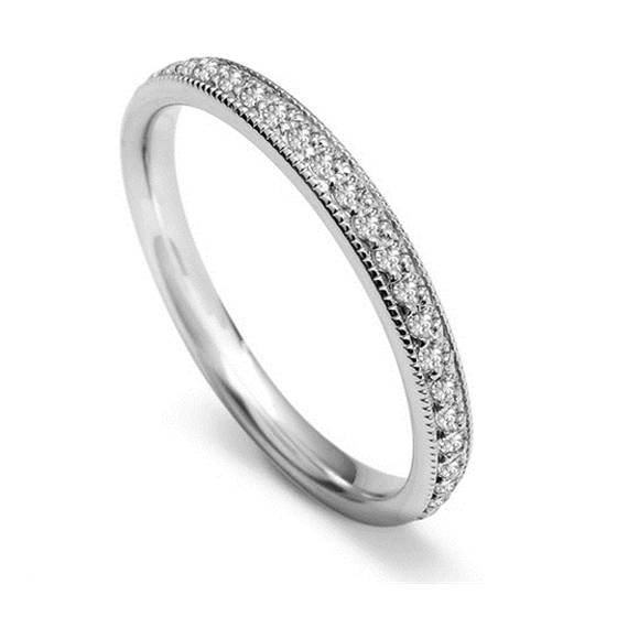 0.40ct VS/E-F Natural Round Diamond Wedding Ring in 18k White Gold