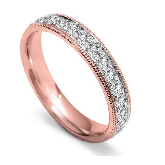 Full Set 4mm Round Diamond Vintage Wedding Ring