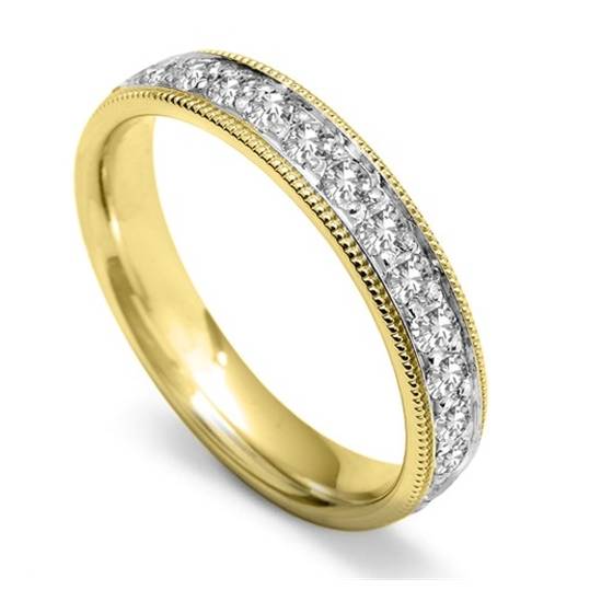 Full Set 4mm Round Diamond Vintage Wedding Ring