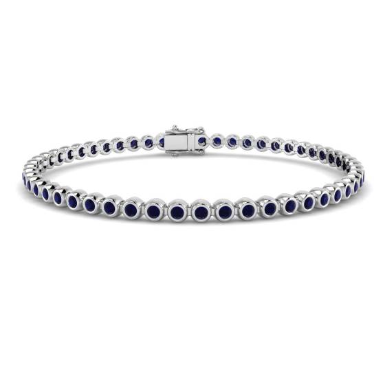 Round Cut Blue Sapphire Gemstone Bracelet