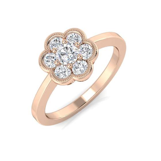 0.50ct VS/E-F Natural Round Cut Diamond Cluster Ring in 18k Rose Gold